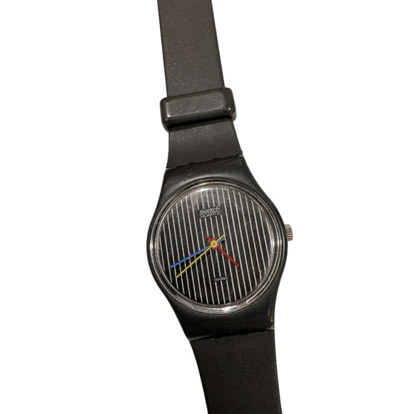 Vintage LA100 Miss Chanel - Miss Pinstripe Lady Swatch Watch. EUC - Picture 2 of 5